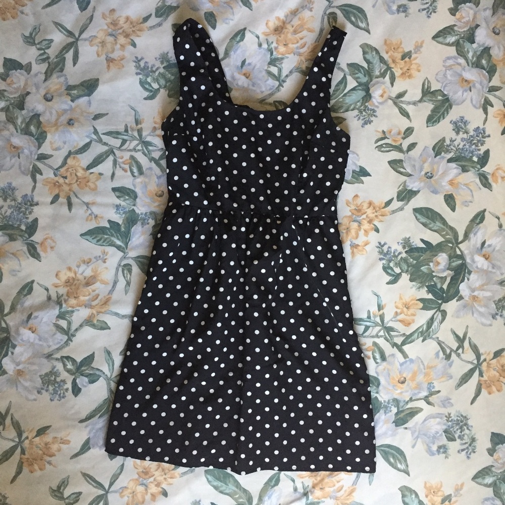 F21 Black & White Polka Dot Midi Tank Top Dress